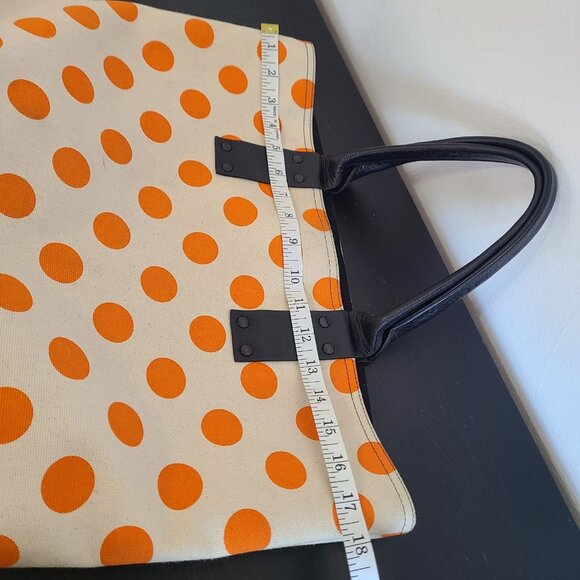 Stephane Verdino Tote Bag Paris Cream Orange Canvas Leather Handles - Picture 8 of 14